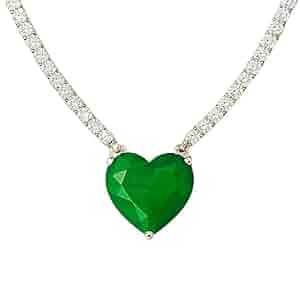 Amazon.com: 925 Sterling Silver Emerald Heart Necklace for